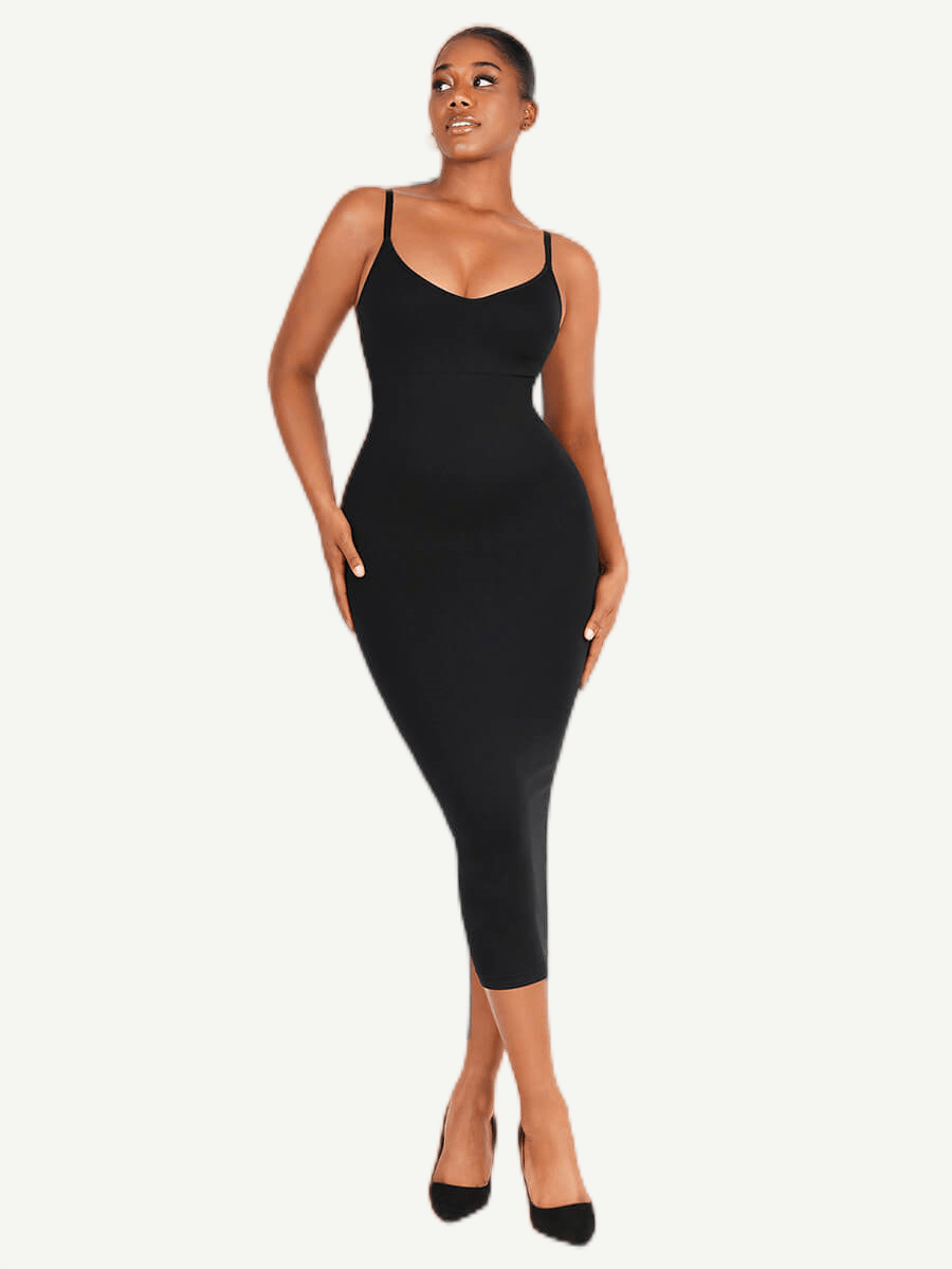 Wholesale Seamless Spaghetti Strap V-neck Maxi Shaper Dress