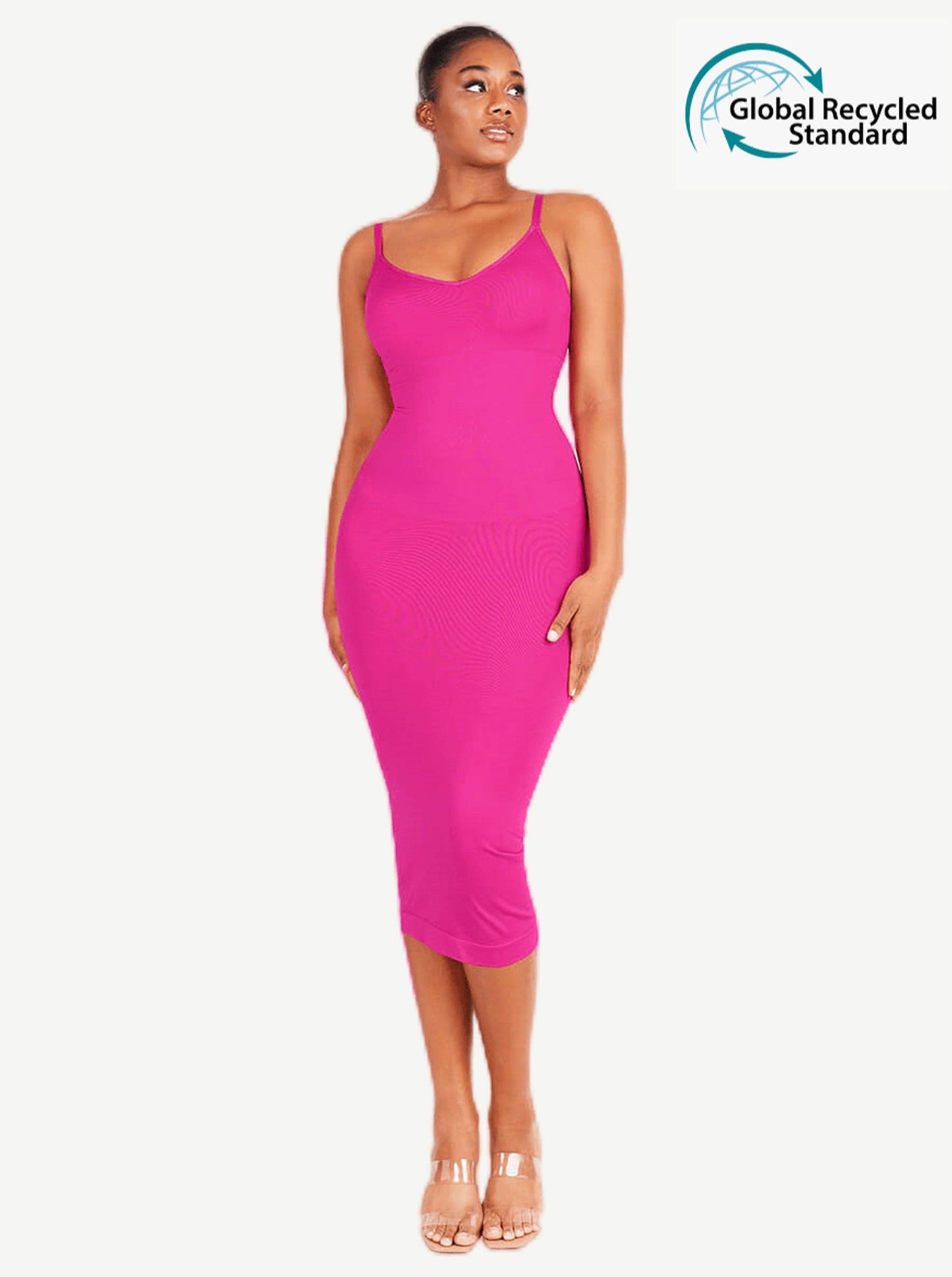 Wholesale ?Eco-friendly Spaghetti Strap V-neck Snatched Seamless Shaper Dress