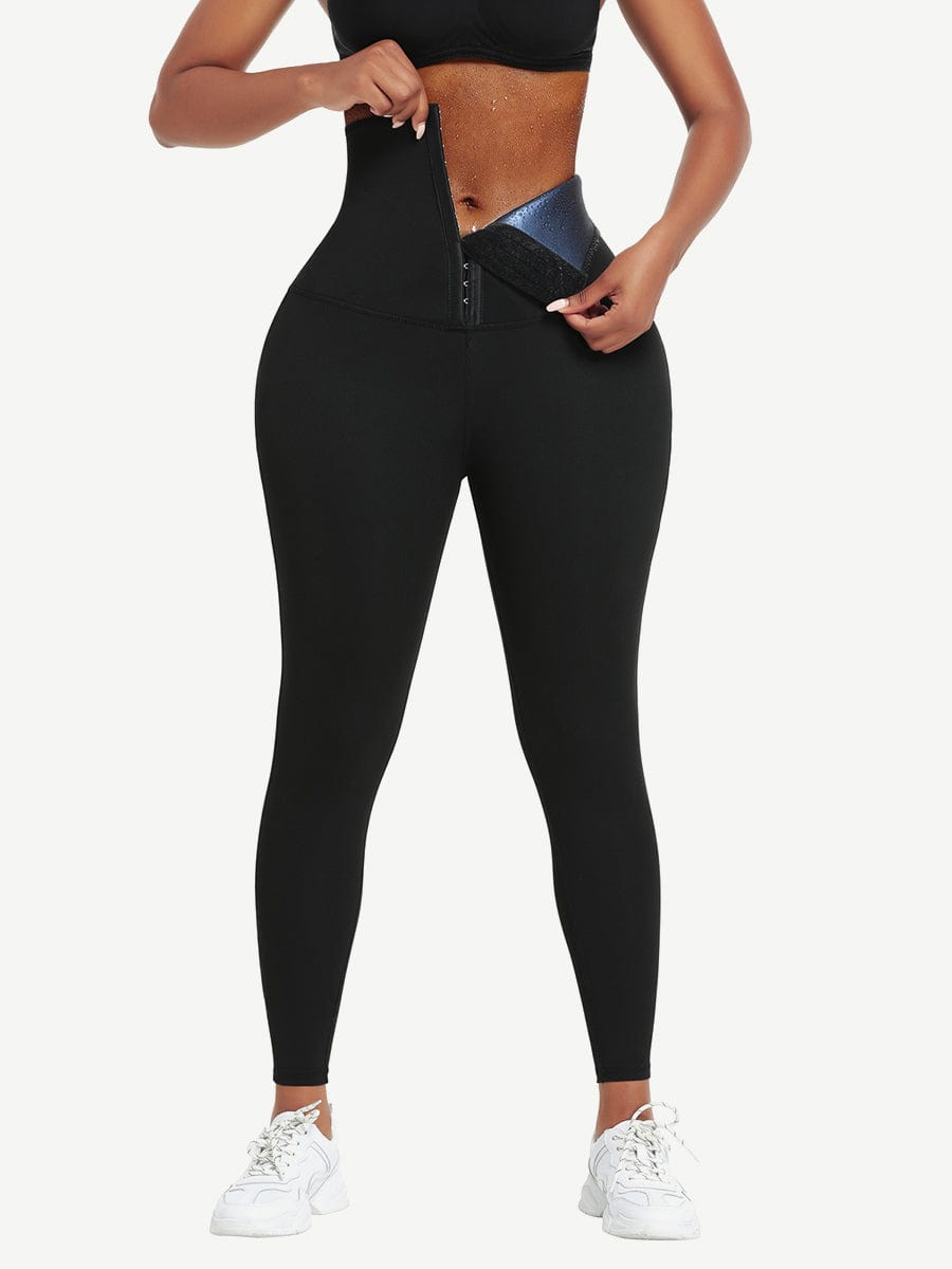 Wholesale Dark Blue Neoprene Butt Lifting Leggings Wide Waistband Lose Weight