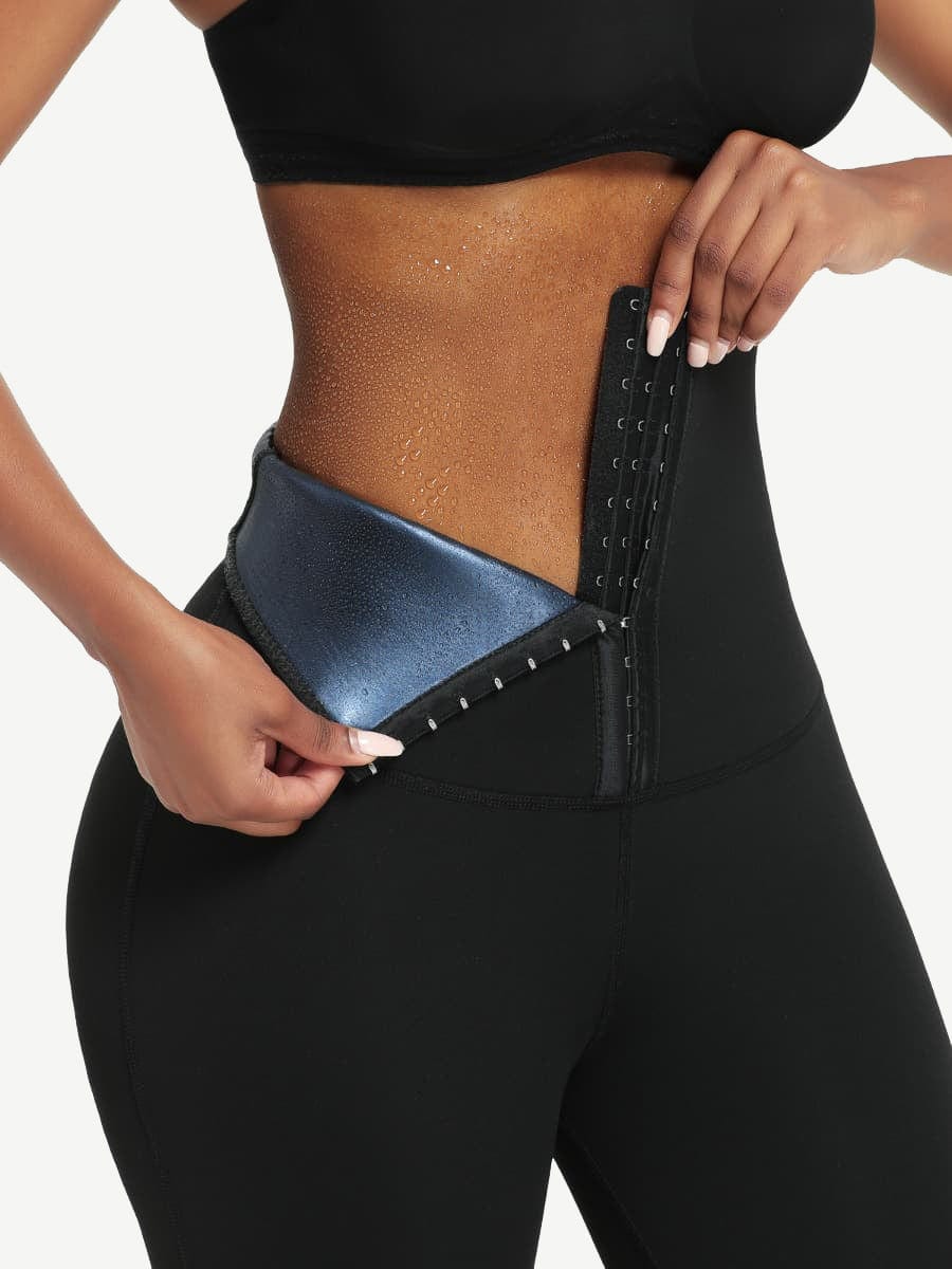 Wholesale Dark Blue Neoprene Butt Lifting Leggings Wide Waistband Lose Weight